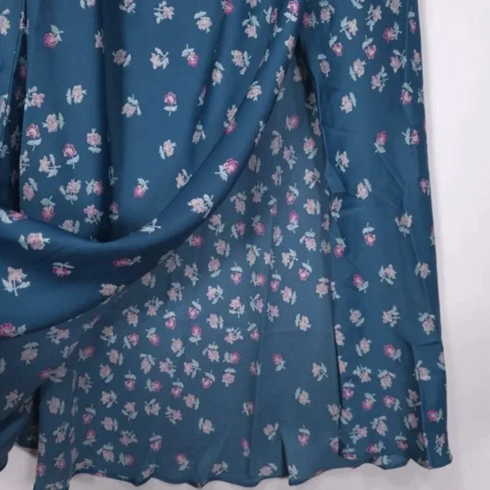 NWT Free People Gossamer Glow Midi Slip Dress Medium Deep Lagoon Combo - Picture 10 of 12